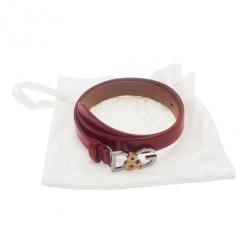 Pre Owned حزام دولتشي آند غابانا جلد أحمر لامع 70 سم