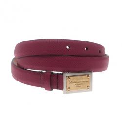 مملوكة مسبقًا حزام دولتشي آند غابانا تصميم رفيع جلد وردي 75 سم