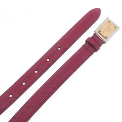 مملوكة مسبقًا حزام دولتشي آند غابانا تصميم رفيع جلد وردي 75 سم