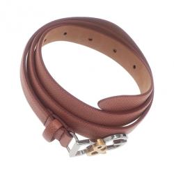 مملوكة مسبقًا Dolce and Gabbana Pink Leather Logo Belt 85CM