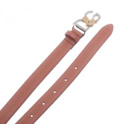 مملوكة مسبقًا Dolce and Gabbana Pink Leather Logo Belt 85CM
