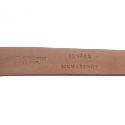 مملوكة مسبقًا Dolce and Gabbana Pink Leather Logo Belt 85CM