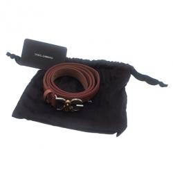 مملوكة مسبقًا Dolce and Gabbana Pink Leather Logo Belt 85CM