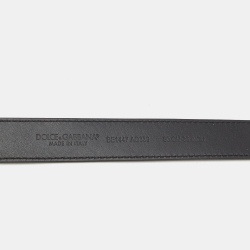 Pre Owned Dolce & Gabbana Black Leather Embellished DG Logo Belt 90CM