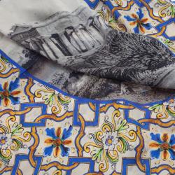 Pre Owned Dolce and Gabbana Blue Ceramic Temple Square Scarf