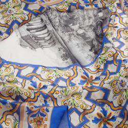 Pre Owned Dolce and Gabbana Blue Ceramic Temple Square Scarf