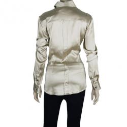 Pre Owned Dolce and Gabbana Champagne Silk Shirt M