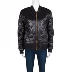 Pre Owned Dolce and Gabbana Black Puffer Bomber Jacket M