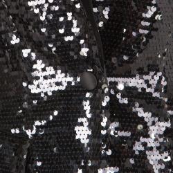 مملوكة مسبقًا جاكيت بليزر دولتشي أند غابانا مزخرف بالترترالأسود حواف قطيفة S