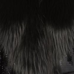 Pre Owned جاكيت دولتشي أند غابانا ترتر أسود مزخرف ياقة فرو صناعي M