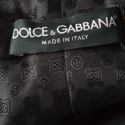 Pre Owned Dolce and Gabbana Black Sequin Paillette Embellished Velvet Trim Double Breasted Coat S
