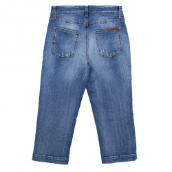 Pre Owned Dolce and Gabbana Blue Faded Effect Distressed Three Quarter Sabrina Denim Pants S