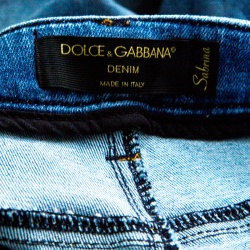 Dolce and Gabbana Blue Faded Effect Distressed Three Quarter Sabrina Denim Pants S