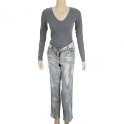 Pre Owned Dolce and Gabbana Grey Distressed Denim Jeans L