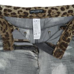 Pre Owned Dolce and Gabbana Grey Distressed Denim Jeans L