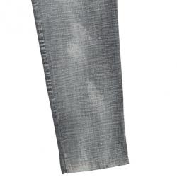 Pre Owned Dolce and Gabbana Grey Distressed Denim Jeans L