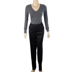 Dolce and Gabbana Black Satin Wool Blend Tuxedo Pants Large