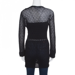 Dolce and Gabbana Black Perforated Knit Sweater L