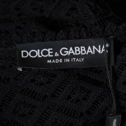 Dolce and Gabbana Black Perforated Knit Sweater L