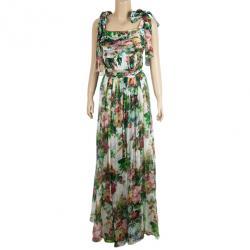 Pre Owned Dolce and Gabbana Floral Print Babydoll Dress M