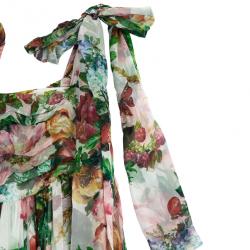 Pre Owned Dolce and Gabbana Floral Print Babydoll Dress M
