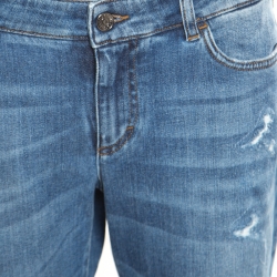 Pre Owned Dolce and Gabbana Indigo Faded Effect Distressed Pretty Jeans L