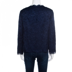 Pre Owned جاكيت دولتشي آند غابانا إيدج بوكس أزرق كحلي دانتيل مموج M