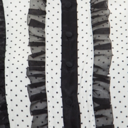 Pre Owned Dolce and Gabbana Black Floral Printed Silk Contrast Bib Detail Long Sleeve Maxi Dress L