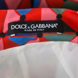 Pre Owned تنورة دولتشي أند غابانا مامبو فلاونس حرير مطبوع متعدد الألوان M