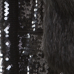 Pre Owned جاكيت دولتشي أند غابانا ترتر مزخرف ياقة فرو ثعلب أسود S