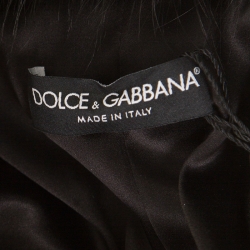 Pre Owned جاكيت دولتشي أند غابانا ترتر مزخرف ياقة فرو ثعلب أسود S