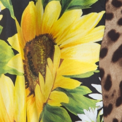 Pre Owned Dolce and Gabbana Sunflower and Leopard Printed Silk Kaftan Maxi Dress S