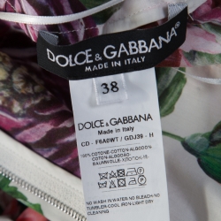 Pre Owned Dolce & Gabbana Multicolor Peony Print Cotton Poplin Cold Shoulder Midi Dress S