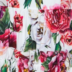 Pre Owned Dolce & Gabbana Multicolor Peony Print Cotton Poplin Cold Shoulder Midi Dress S