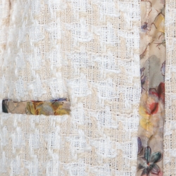 مملوكة مسبقًا Dolce & Gabbana Cream Cotton Silk Tweed Floral Trim Blazer M