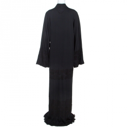 مملوكة مسبقًا Dolce and Gabbana Black Silk Lace Detail Abaya M