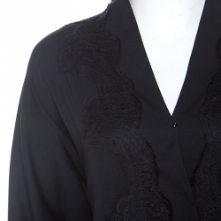مملوكة مسبقًا Dolce and Gabbana Black Silk Lace Detail Abaya M