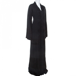 مملوكة مسبقًا Dolce and Gabbana Black Silk Lace Detail Abaya M
