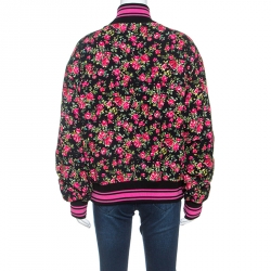 Pre Owned جاكيت منفوخ دولتشي أند غابانا كريب مطبوع وردي مورد واسع M