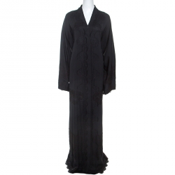 Dolce & Gabbana Black Silk Lace Detail Abaya M