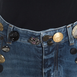 Dolce and Gabbana Blue Denim Button Embellished Jeans M