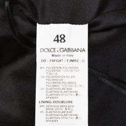 Pre Owned Dolce and Gabbana Black Stretch Satin Brocade Short Dress L