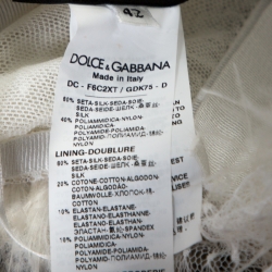 Pre Owned فستان دولتشي أند غابانا مزين حواف ريش منفوشة حرير كريمي M