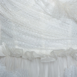 Pre Owned فستان دولتشي أند غابانا مزين حواف ريش منفوشة حرير كريمي M