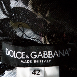 مملوكة مسبقًا Dolce & Gabbana Black Floral Lace Overlay Strapless Ball Gown M