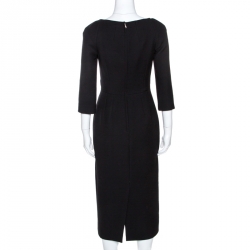Pre Owned Dolce & Gabbana Black Wool Crepe Sheath Dress S
