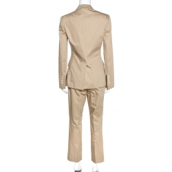 Pre Owned Dolce & Gabbana Beige Cotton Tailored Pant Suit M