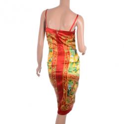 Pre Owned Dolce and Gabbana Leaf Print Cocktail Dress M