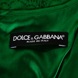 Pre Owned Dolce & Gabbana Green Cord Lace Scalloped Sleeveless Top L