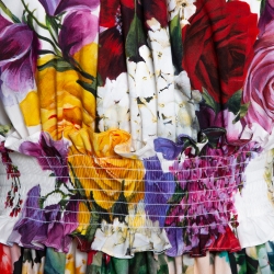 Pre Owned Dolce & Gabbana Multicolor Floral Printed Cotton Puff Sleeve Dress S